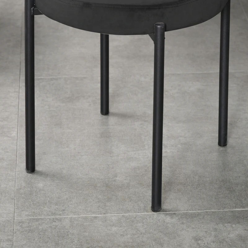 HOMCOM Eetkamerstoel Accentstoel Keukenstoelen, 41,5 cm x 41,5 cm x 46 cm, Zwart