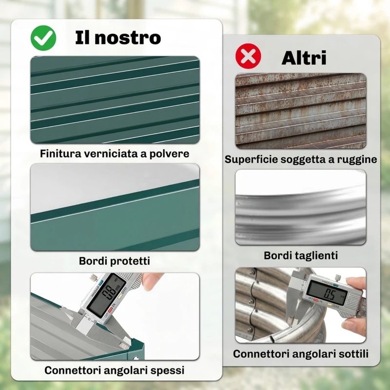 Outsunny Letto per Orto Rialzato a Fondo Aperto con Rivestimento, in Acciaio Zincato, 120x120x30 cm, Verde