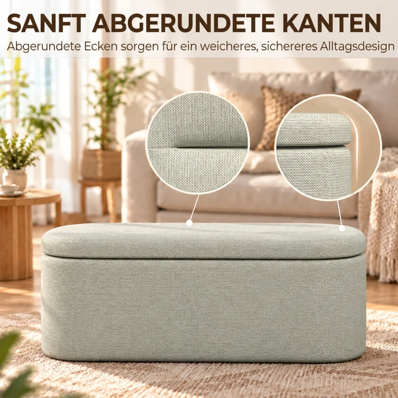 HOMCOM Sitzbank mit Stauraum als Polsterbank 116 cm Grau