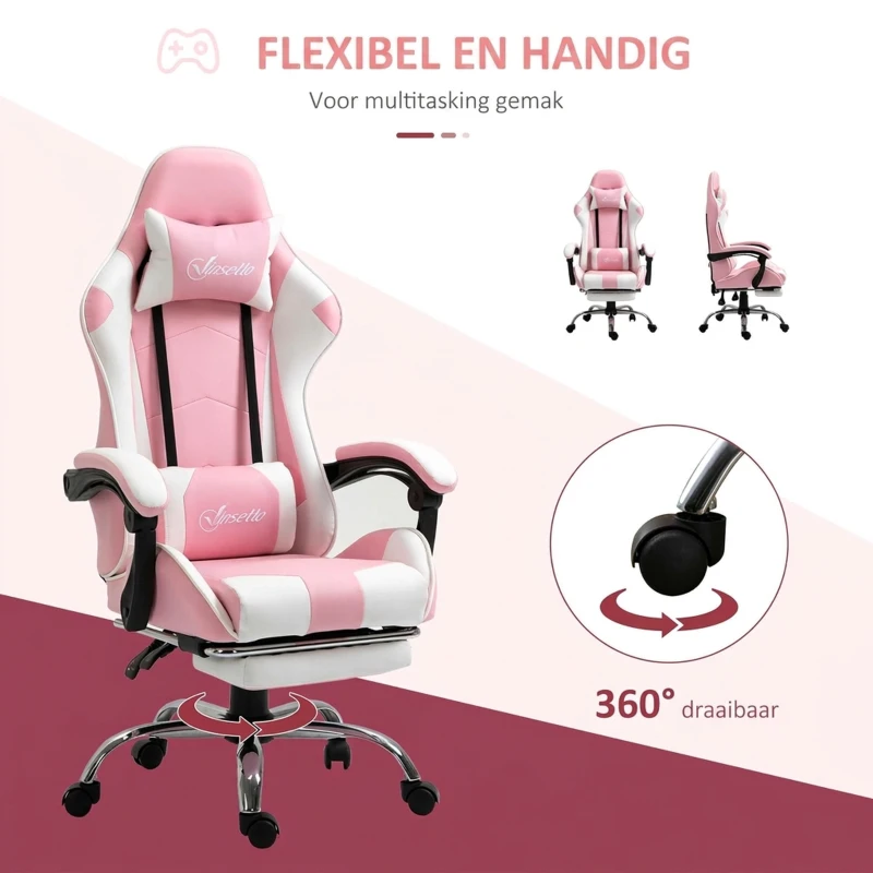 VINSETTO gamestoel rally strepen roze