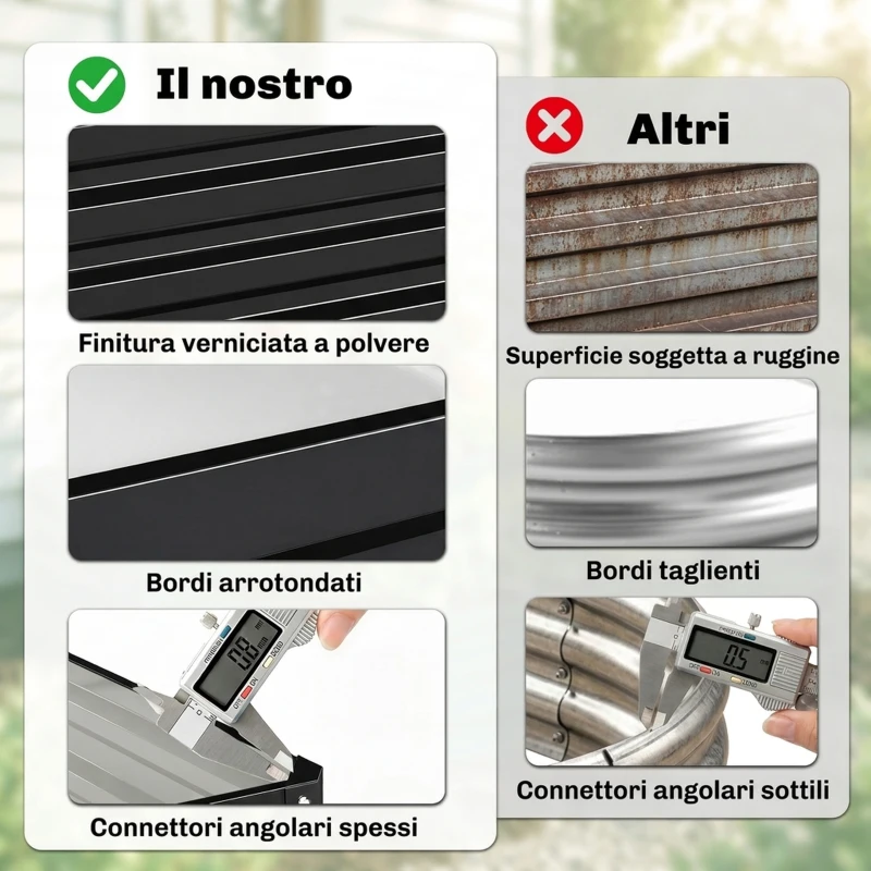 Outsunny Letto per Orto Rialzato a Fondo Aperto con Rivestimento, in Acciaio Zincato, 120x120x30 cm, Grigio