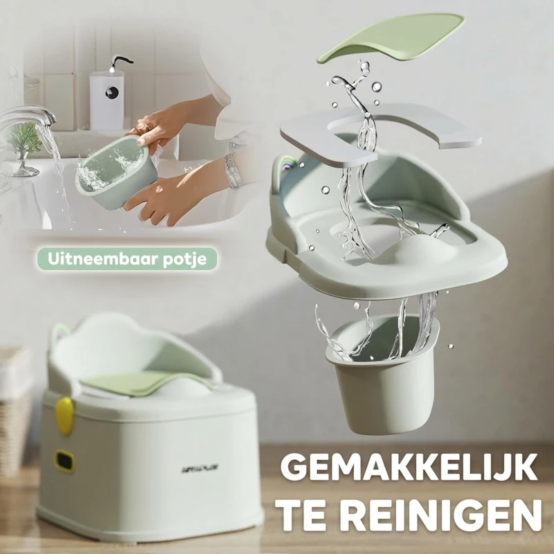 AIYAPLAY Kinderpotje 3-in-1 met Afneembare Zitting, Kunstleder zitkussen, Max. 50 kg, Grijs