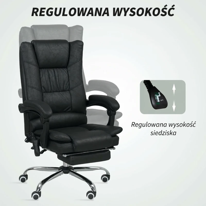 Vinsetto Vibration Massage Office Chair with Heat, Microfibre Computer Chair with Footrest, Armrest, Reclining Back, Charcoal Grey