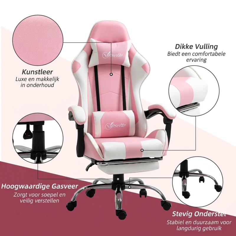 VINSETTO gamestoel rally strepen roze