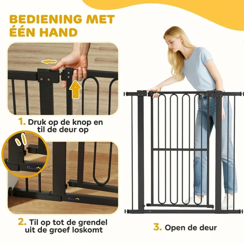 PawHut Deurhek hond, 76-104 cm Absperrhek zonder boren, Traphek