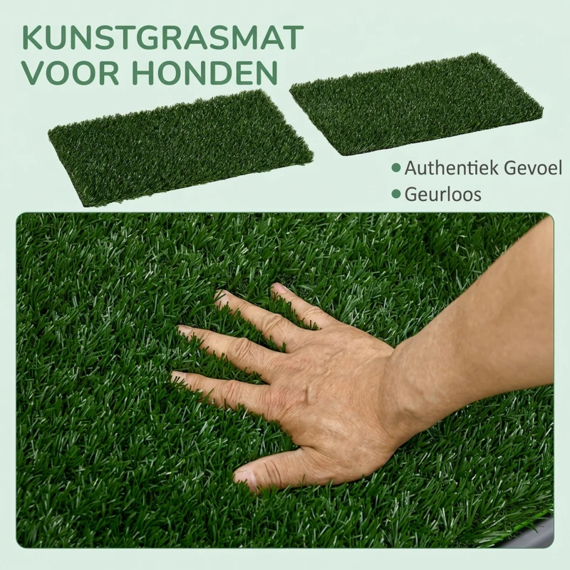 PawHut Hondentoilet met kunstgras, drainagegaten, lekvrij, 67x41x3,5cm, Groen