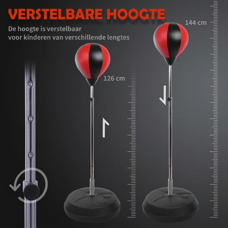 HOMCOM Bokstrainingset boksbal staande bokszak met handschoenen in hoogte verstelbaar(m-6)
