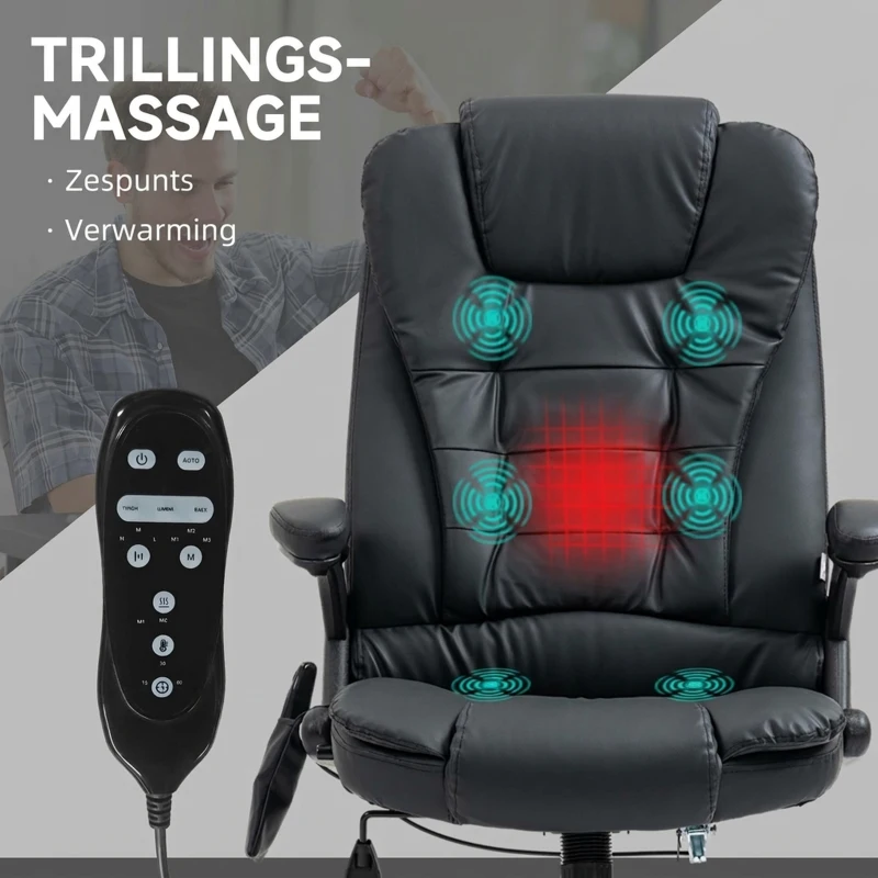 HOMCOM kantoorstoel draaistoel massagestoel met warmtefunctie directiestoel bureaustoel(m-4)