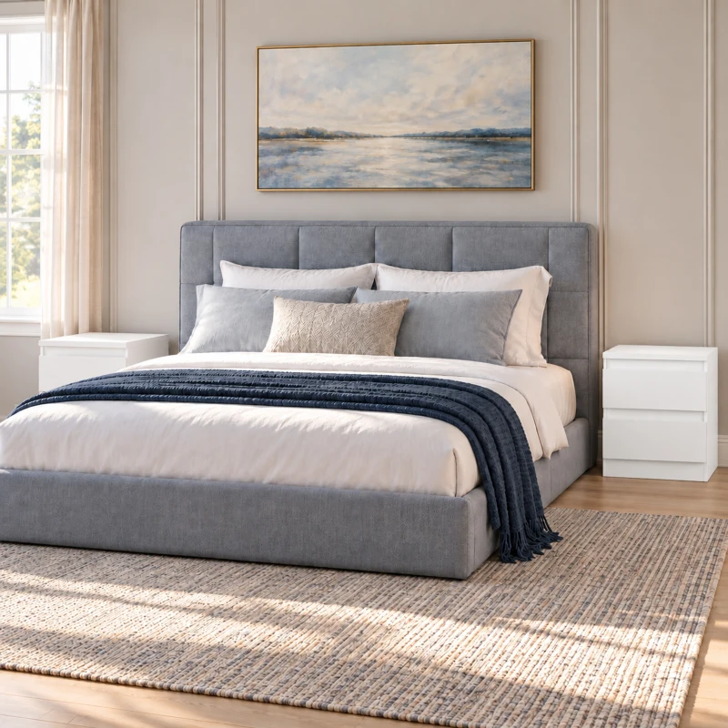 HOMCOM Set de 2 Noptiere, Noptiere cu 2 Sertare, Stil Modern, pentru Dormitor, Living, 40 x 34 x 46,5 cm, Alb