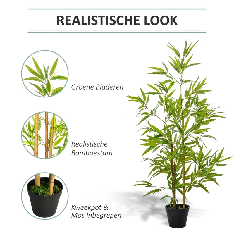 Outsunny Kunstmatige bamboe kunstplanten decoratie kunstboom boomdecoratie 120 cm