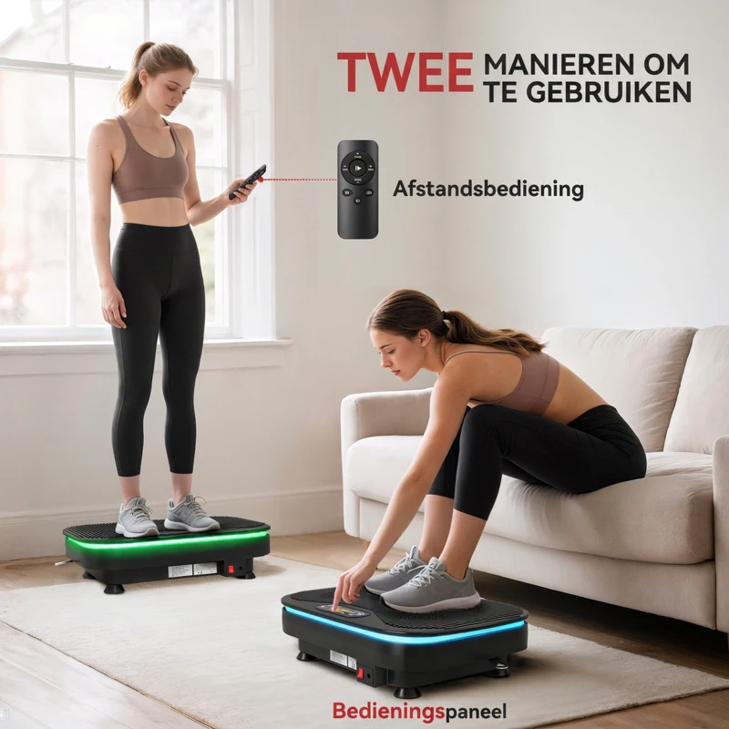 SPORTNOW Vibratieplaat voor fitnessoefeningen, Bluetooth-functie, afstandsbediening, 99 snelheidsstanden, kunststof, staal, zwart