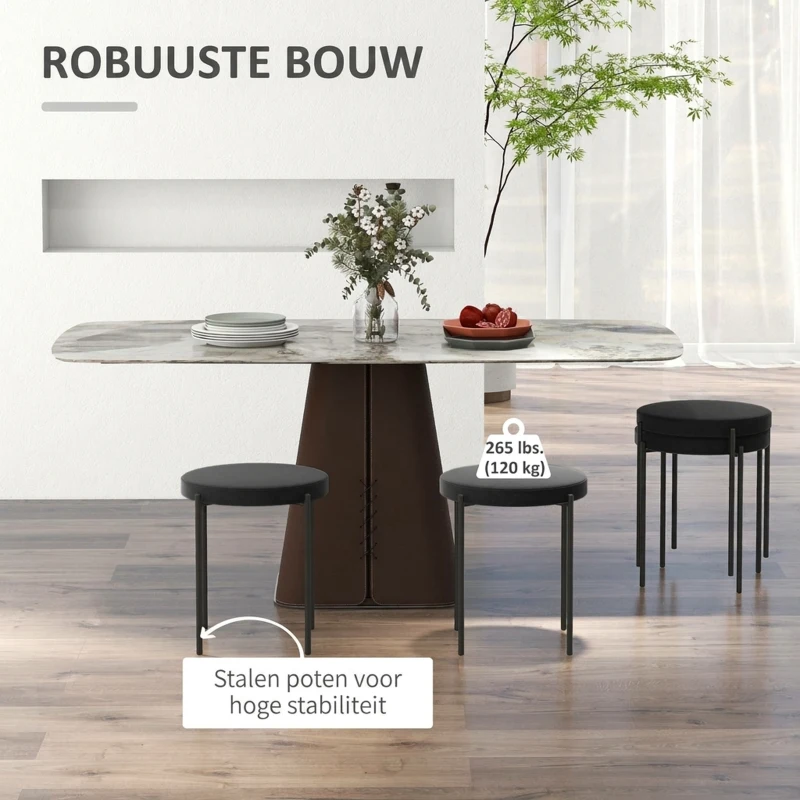 HOMCOM Eetkamerstoel Accentstoel Keukenstoelen, 41,5 cm x 41,5 cm x 46 cm, Zwart