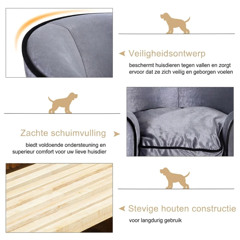 PawHut luxe hondenbank hondensofa kattenmand dier sofa hondenmand zetel hondenbed dierenmand