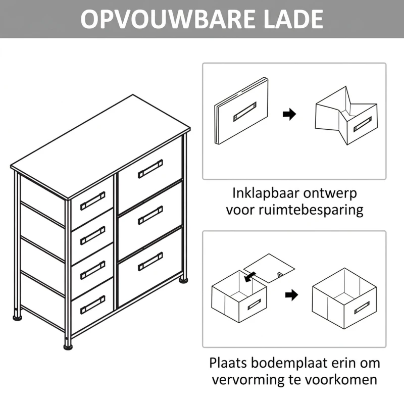 HOMCOM Ladekast Sideboard met 7 laden, modern design, 63,5 cm x 30 cm x 71 cm, Lichtgrijs