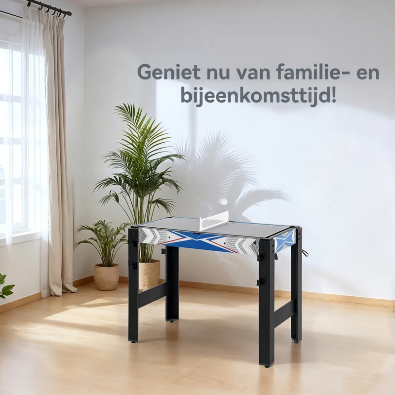 SPORTNOW 5-in-1 Speeltafel, Biljart, Tafeltennis, Hockey, Basketbal, Boogschieten, Inclusief Accessoires, MDF, Kunststof, Blauw(m-6)
