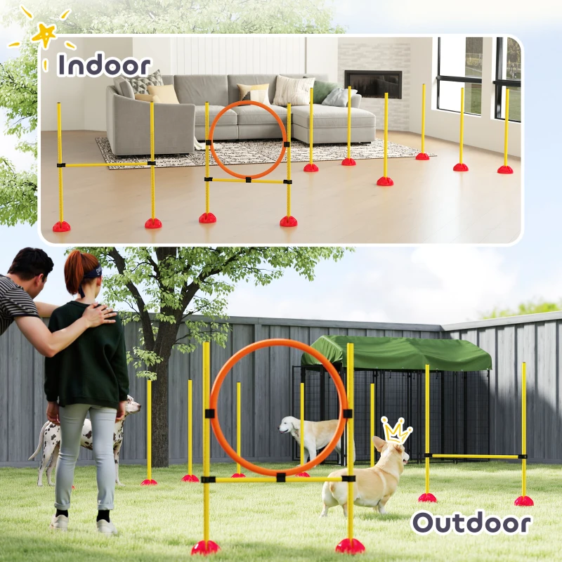 PawHut 4-Delige Agility-Set voor Honden met Vulbare Basis voor Training