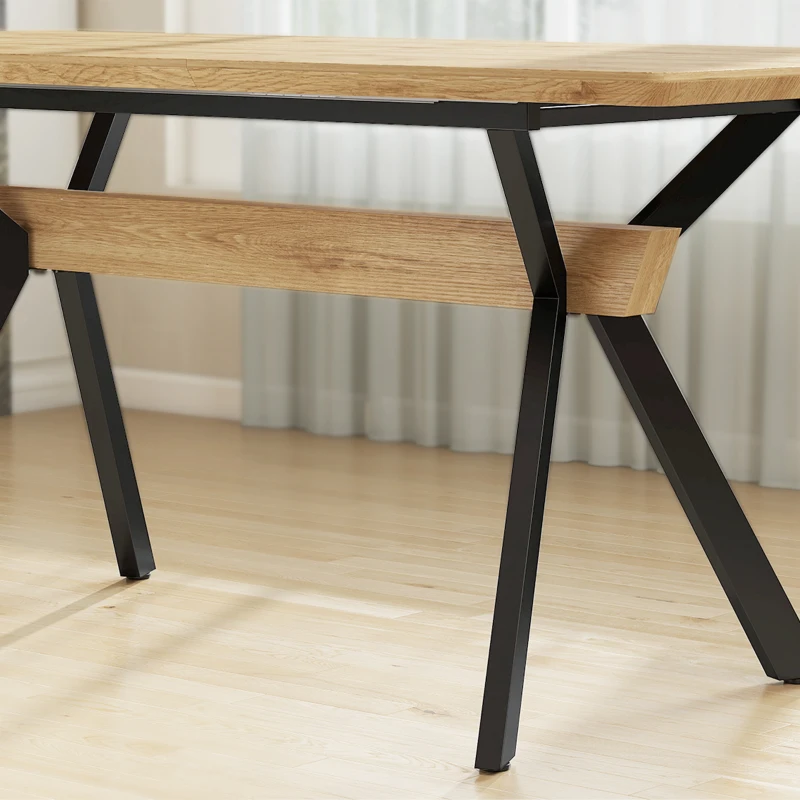 HOMCOM Mesa de Jantar Extensível 4-6 Pessoas, Mesa de Cozinha em Madeira 130-170x80x76 cm, Carvalho e Preto
