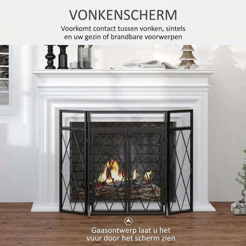 HOMCOM haardscherm 120 cm x 11,5 cm x 79 cm