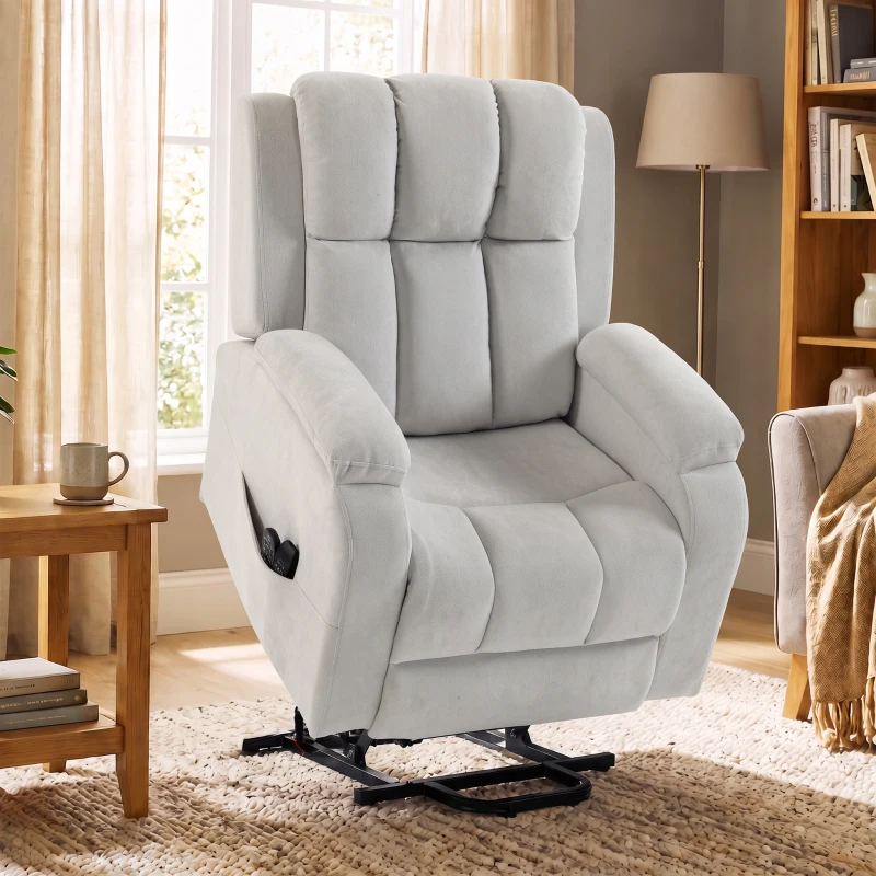 HOMCOM Fauteuil électrique releveur Zero-gravity, chauffant et massant 8 points, 2 moteurs, velours, Gris clair