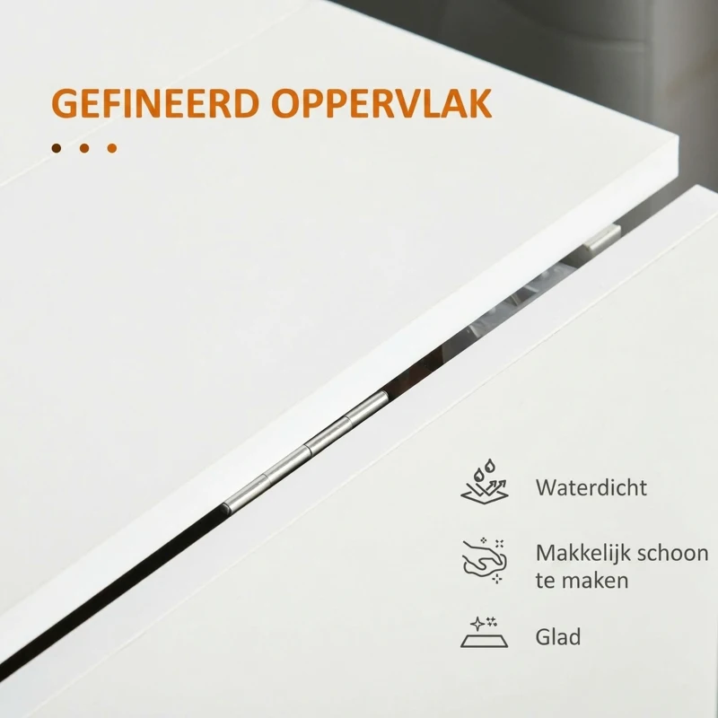HOMCOM Uitklapbare Uitschuifbare Eettafel, Mobiel, Modern Ontwerp, 120 cm x 80 cm x 73 cm, Teak + Wit