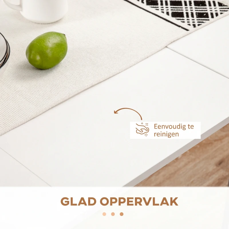 HOMCOM Eettafel, inklaptafel, uitschuifbare keukentafel, eetkamertafel, spaanplaat, 60-180 x 85 x 75 cm, Wit(m-6)