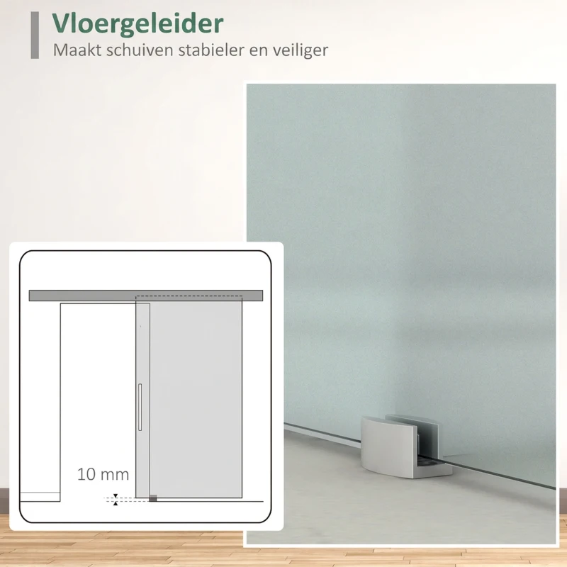 HOMCOM glazen schuifdeur schuifdeur deur kamerdeur glas handgreep gesatineerd 2050 x 900 x 8 mm(m-6)