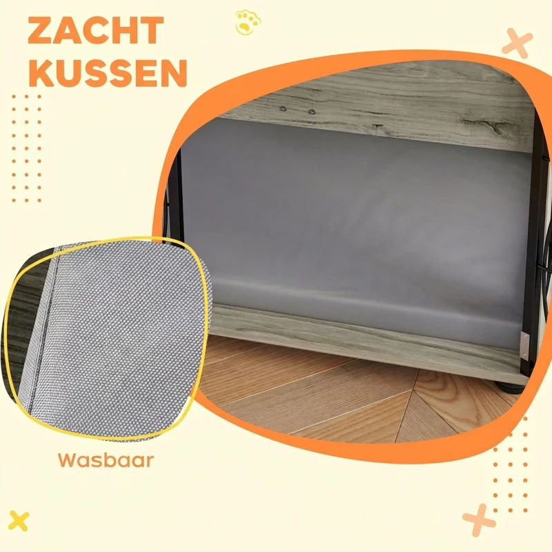 PawHut Hondenbox, Hondenkist, Afsluitbare Verblijfsbox voor Grote Honden, Grijs
