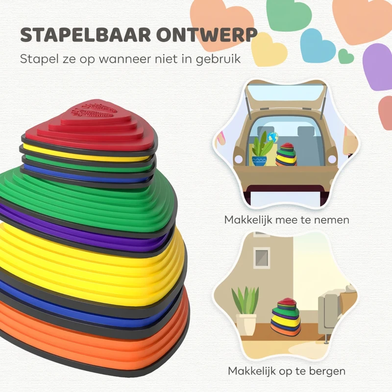 AIYAPLAY 9-delige Trittsteinen, antislip ontwerp, voor binnen & buiten, stapelbaar, Kleurrijk