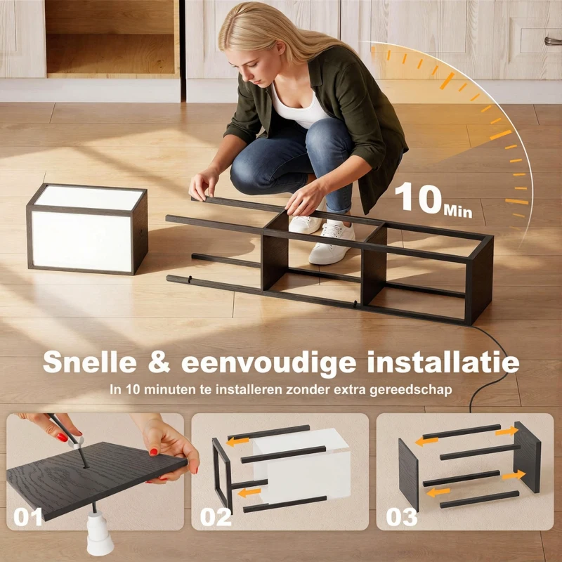 HOMCOM vloerlamp verlichting E27 tot 40 W met 3 planken voor woon-/slaapkamer hout(m-7)