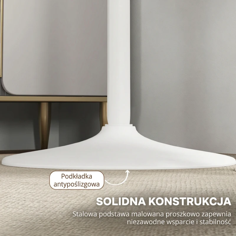 HOMCOM stół barowy, wysoki, Ø60 x 102 cm, okrągły stolik na przyjęcia, stolik do salonu i jadalni, stalowy, biały