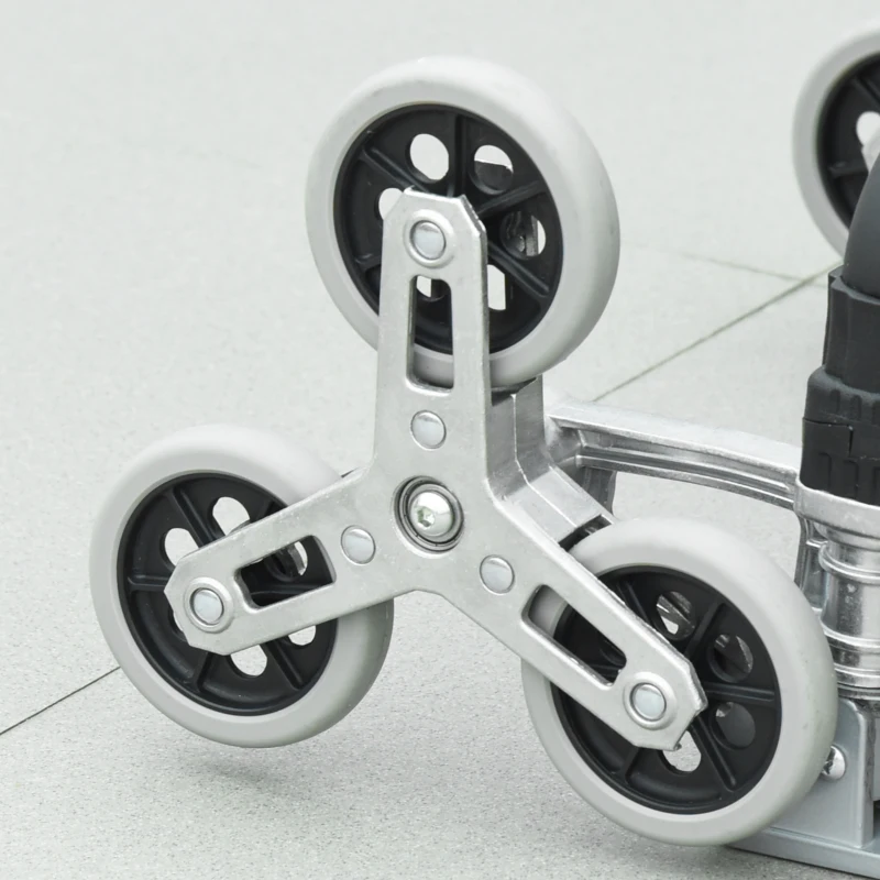 DURHAND Opvouwbare Steekwagen met 6 Wielen, inclusief Bevestigingsband, automatische Opvouwfunctie, Zilver + Zwart