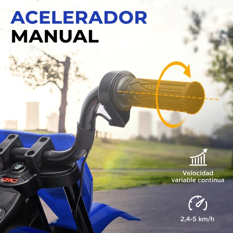 AIYAPLAY Moto Eléctrica para Niños 12V con 2 Motores Suspensión Trasera Ruedas de Apoyo Desmontables Música Niños 3-6 Años Azul