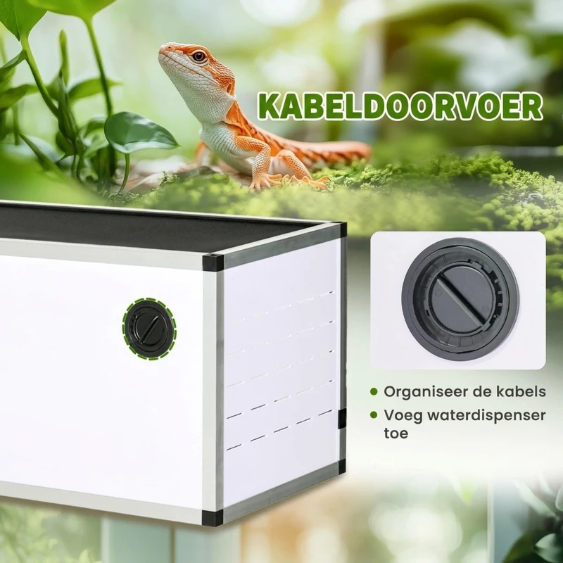 PawHut Aluminium Reptielenbox met Ventilatie - Wit+Zilver+Zwart - Ideaal voor Hagedissen, Slangen - 120 x 40 x 40 cm(m-5)