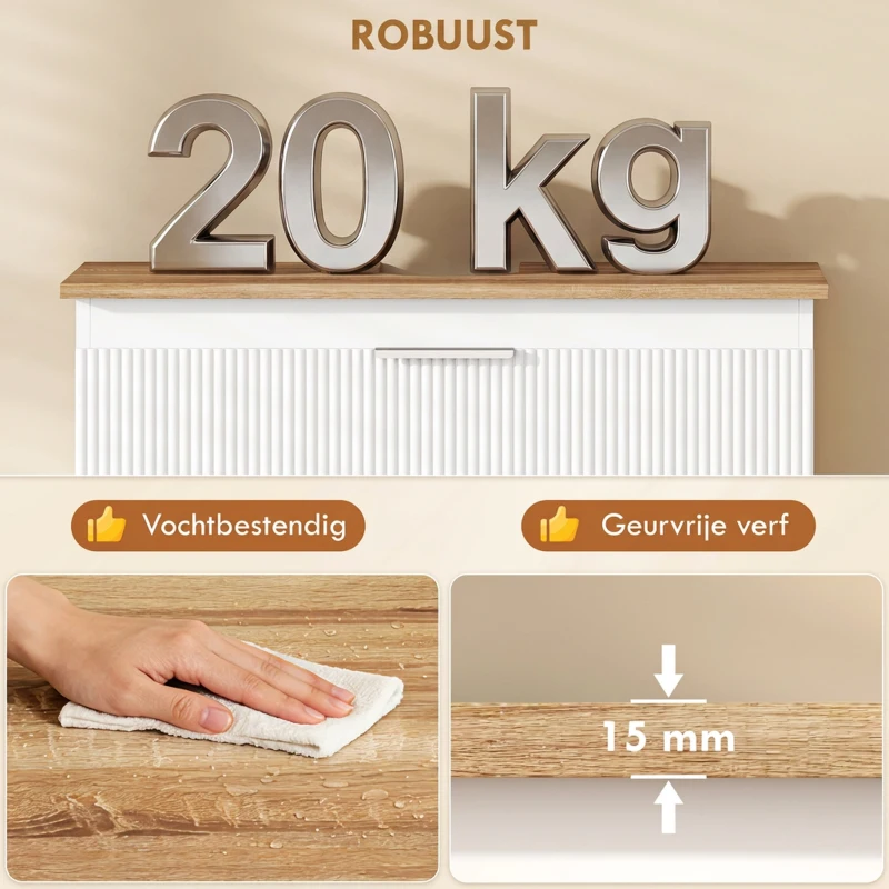 HOMCOM Onderkast voor de badkamer, 80 cm kast met twee grote lades voor wastafels met of zonder zuil, Wit