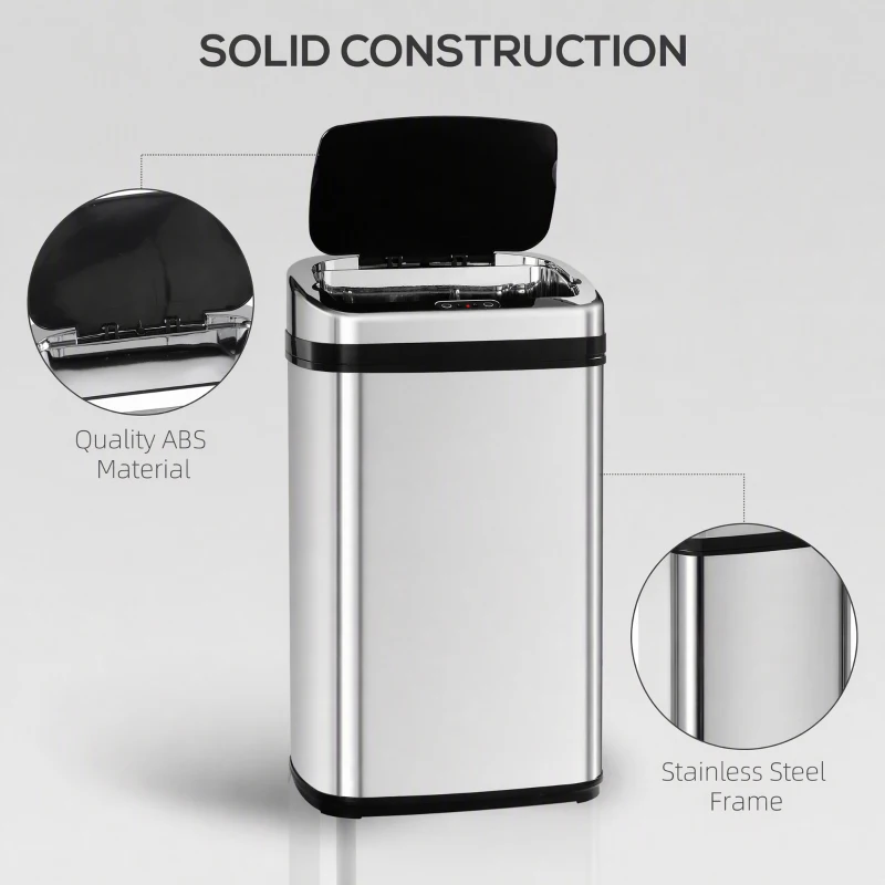 HOMCOM 30L Stainless Steel Motion Sensor Lid Bin - Silver Tone