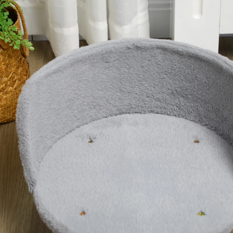 PawHut hondenbed, hondensofa met kussen, verhoogd huisdierbed, kattenbed, grijs