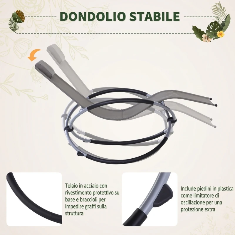Outsunny Sedia A Dondolo Design Moderno Per Interni Ed Esterni Textilene 154x80x84cm Grigio