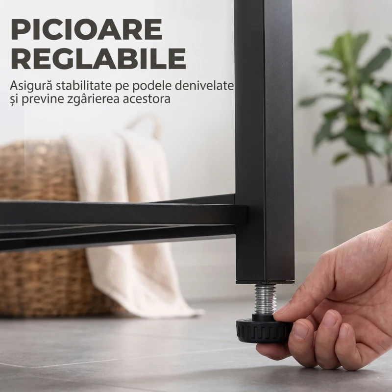 HOMCOM Suport suprapunere mașină de spălat și uscător, oțel, 300 kg, 75x62x97-105 cm, negru