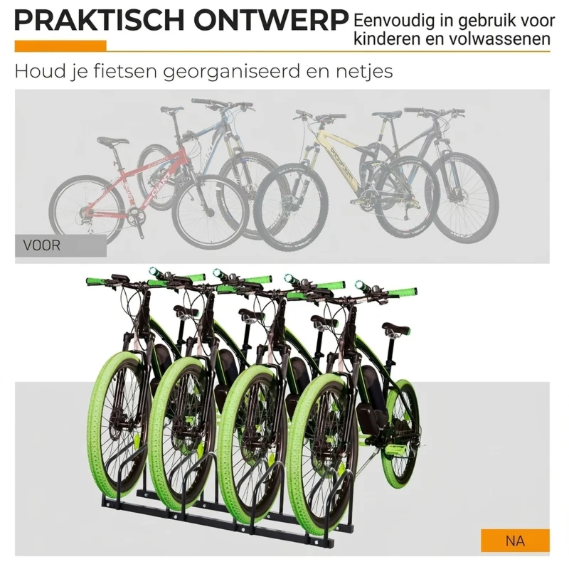 HOMCOM fietsenrek, standaard, fietsenrek, meerdere fietsen, tot 4 fietsen