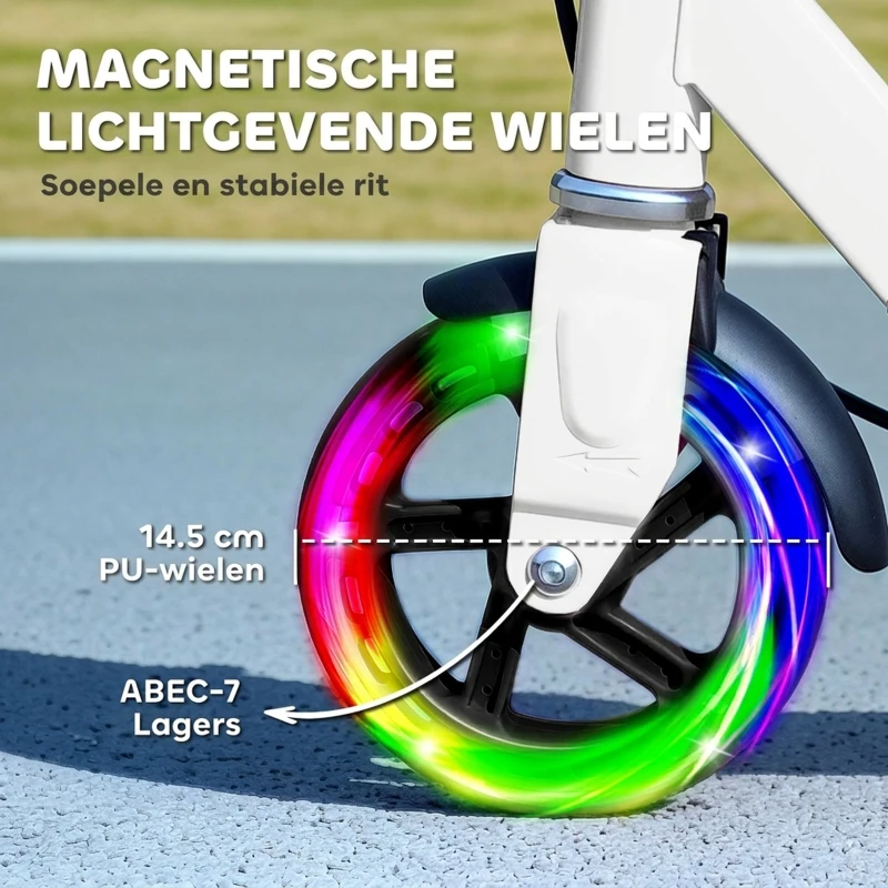 AIYAPLAY Kinderstep, Dubbele Remmen, Metalen Frame, Voetsteun, Opvouwbaar, 3-8 Jaar, Wit