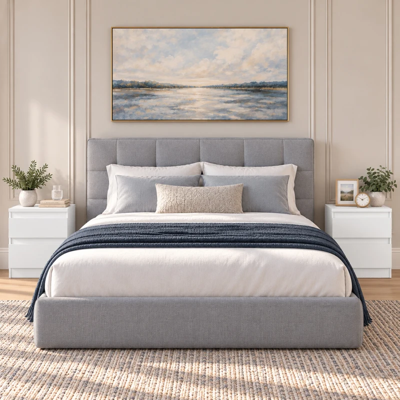 HOMCOM Set de 2 Noptiere, Noptiere cu 2 Sertare, Stil Modern, pentru Dormitor, Living, 40 x 34 x 46,5 cm, Alb