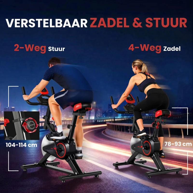 HOMCOM® fitnessfiets thuisfitness hometrainer fitness bike zwart binnen fietsen fietstrainer 102 x 47 x 104 cm(m-6)