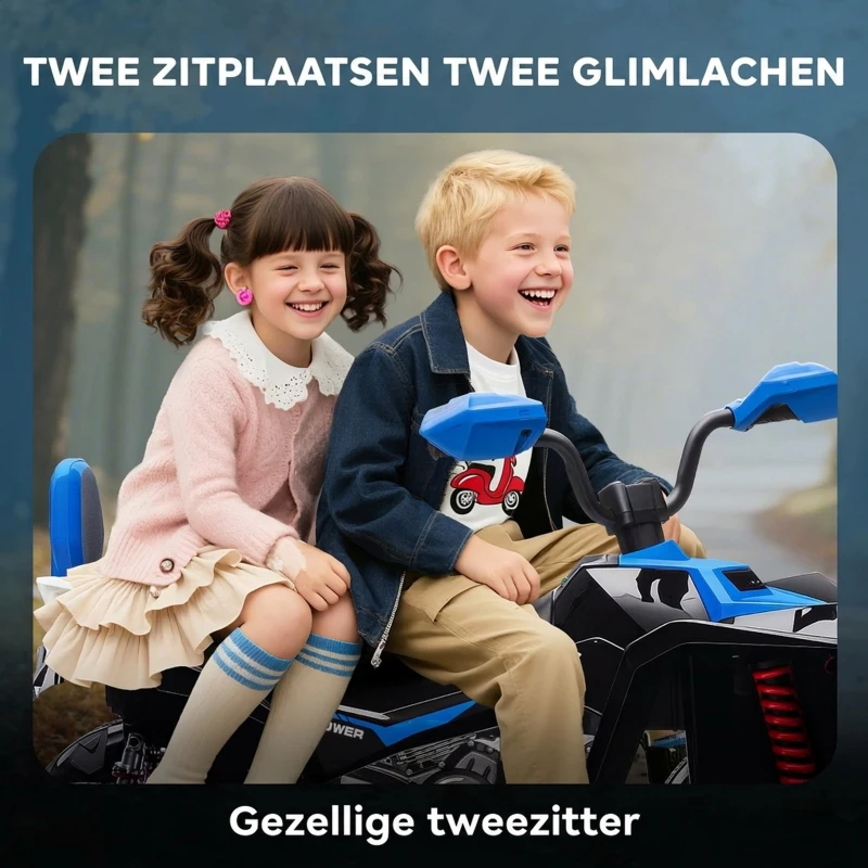 AIYAPLAY Kinder Elektrische Quad, 24V Elektrisch Voertuig met 4 Wielen, Koplampen, USB-aansluiting, MP3-functie, 6,5 km/h, 3-8 Jaar(m-5)