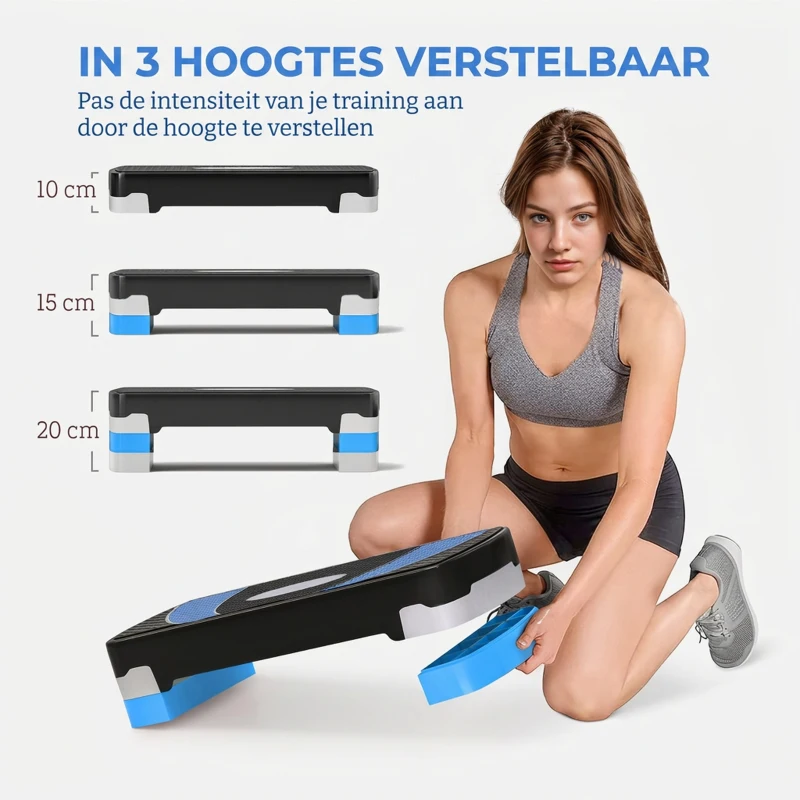 HOMCOM Stepper Aerobic Stepper in hoogte verstelbaar 10-20 cm voor thuis tot 150 kg