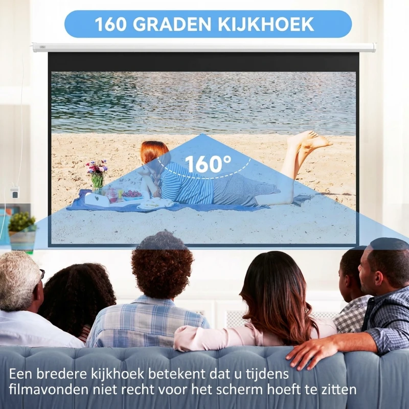 HOMCOM Projector Scherm, 16:9 Formaat, Afstandsbediening, 266 x 149 cm (120 Inch), Wit