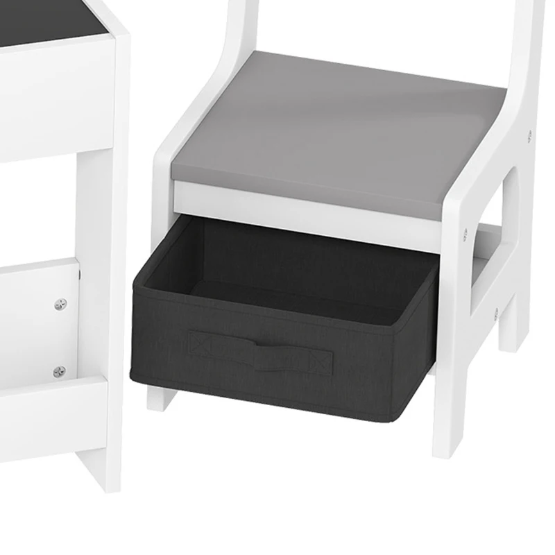 HOMCOM Ensemble 3 pièces table et 2 chaises pour enfant avec plateau réversible tableau noir, panier de rangement, étagères