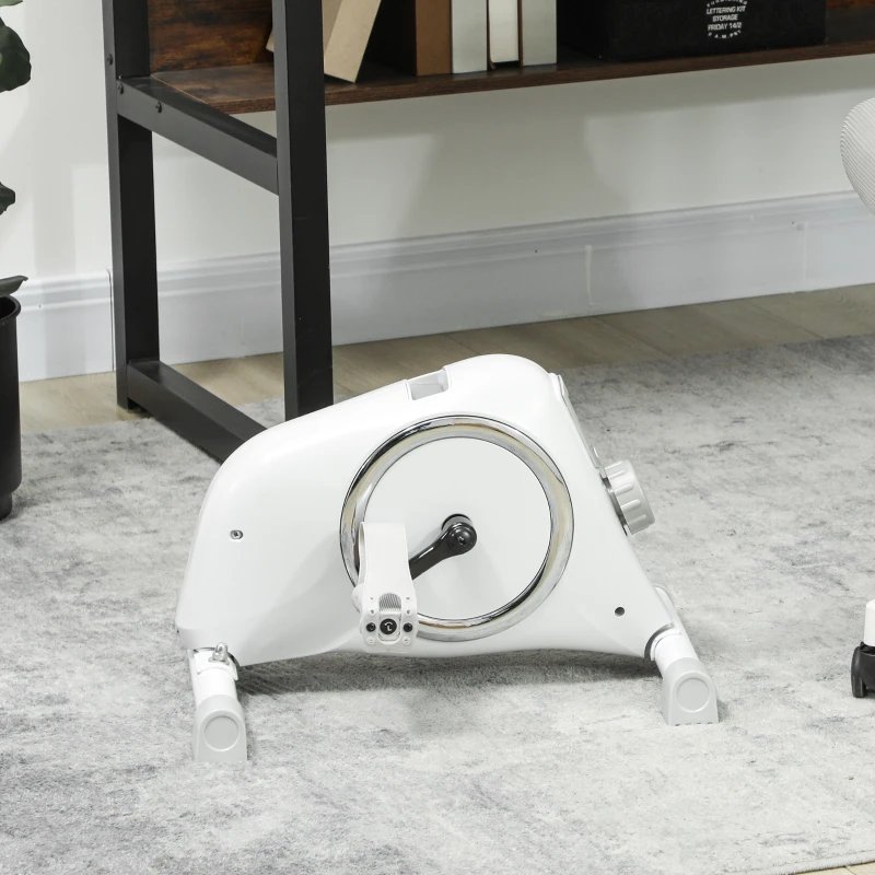 SPORTNOW Mini-Hometrainer, Onder-het-Bureau Voetpedalen, Arm- en Been Oefeningen, 8 Weerstandsniveaus, Staal, Wit