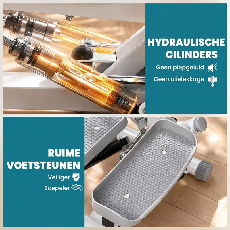 HOMCOM Stepper hometrainer voor thuis met LCD-scherm, instelbare snelheid, Metaal ABS, 55 x 53 x 118-128 cm