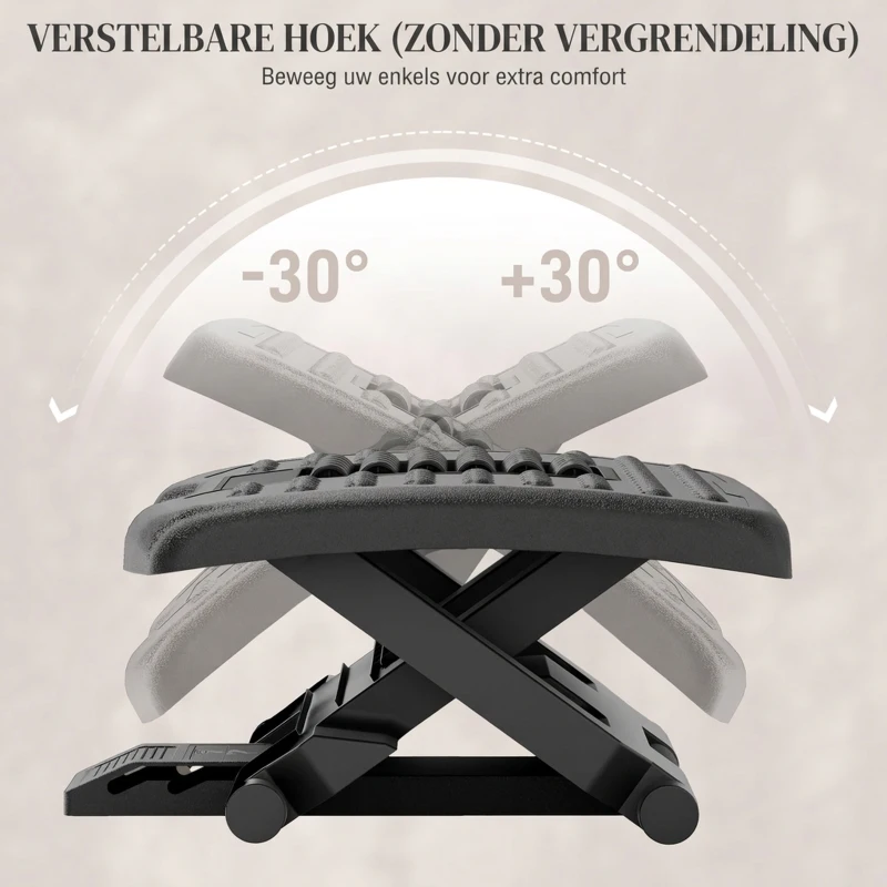 HOMCOM Ergonomische Voetensteun, Hoogteverstelbaar, Massage Oppervlak met Rollen, Zwart, 46 x 35 cm