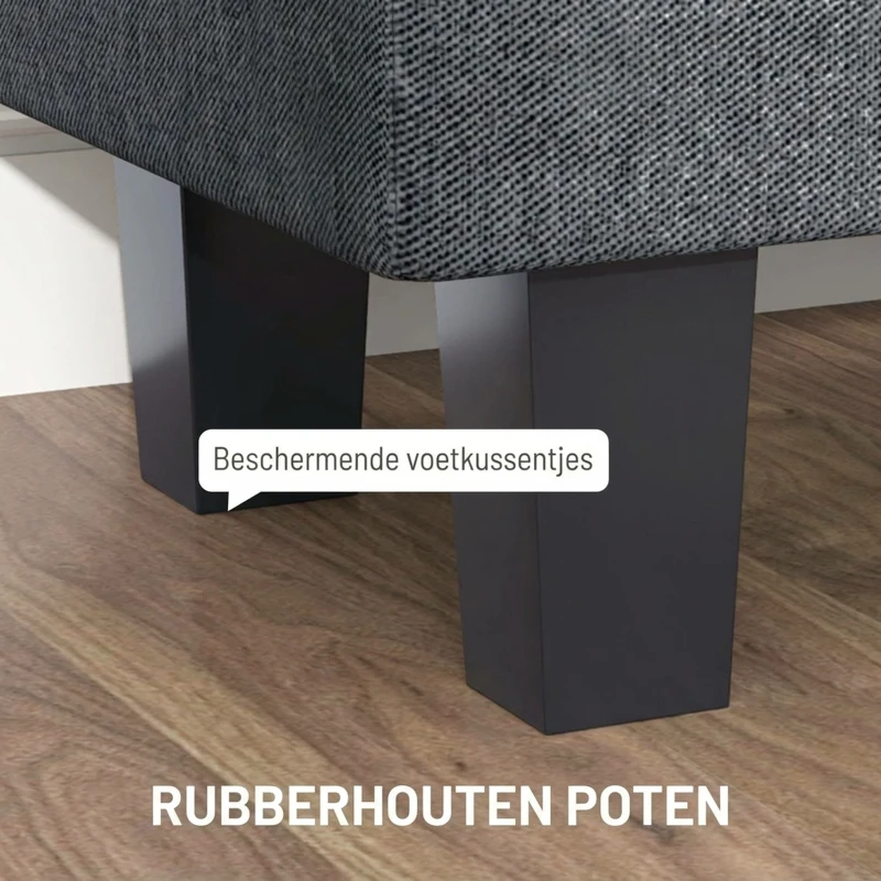 HOMCOM Opbergbank in linnenlook met rubberhouten poten, voor woonkamer, slaapkamer en hal, donkergrijs(m-7)